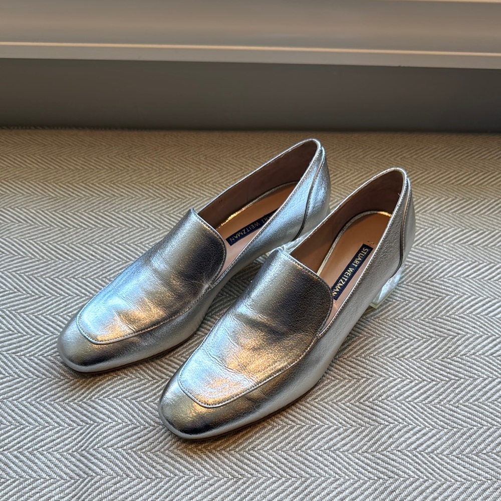 Stuart Weitzman Silver Loafers